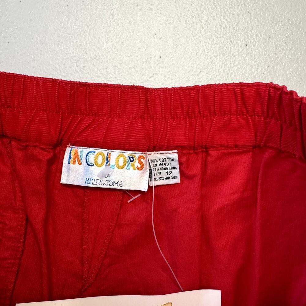VTG Deadstock In Colors Red Corduroy Pleated Bermuda Shorts Women's Size 12 - Picture 5 of 5